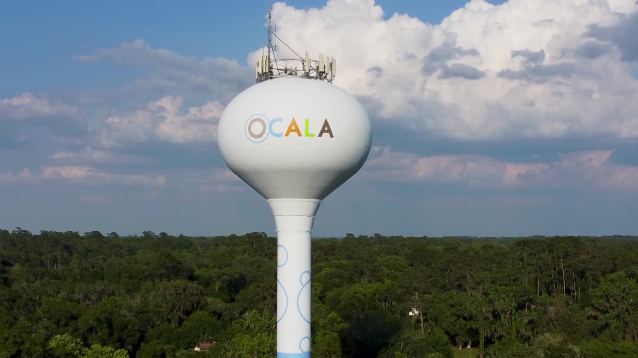 Water Tower Above Ocala, Florida Drone Video
