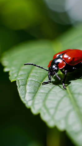 red beetle on leaf