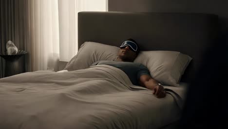 man sleeping in bed