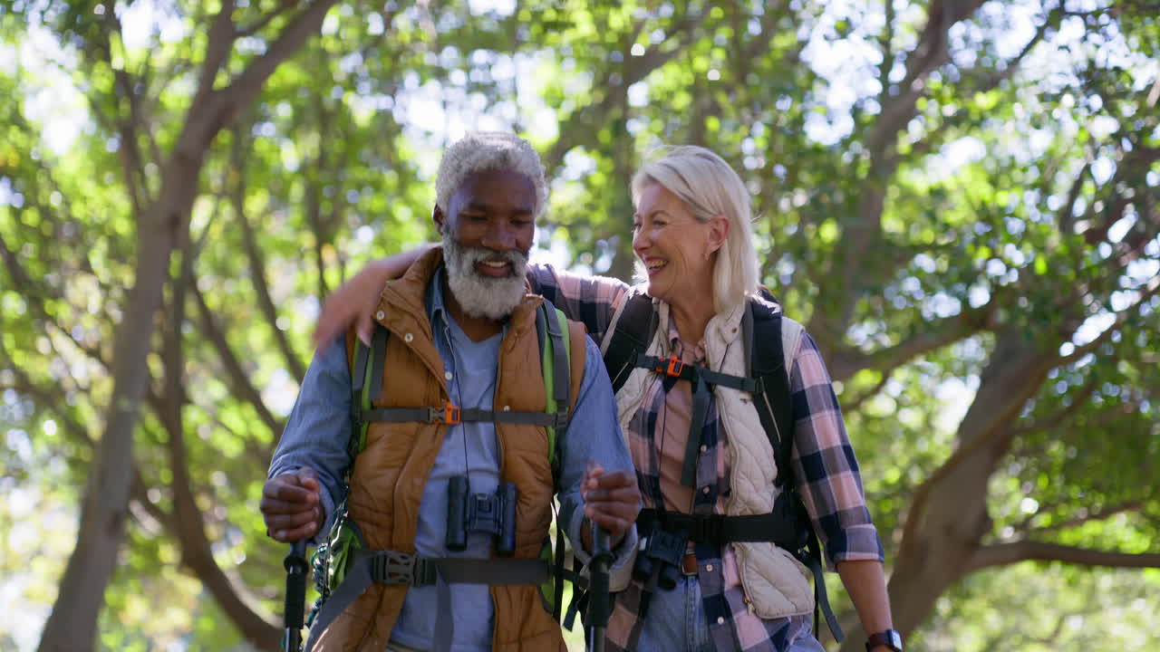 Senior Couple Enjoying a Hike in the Forest