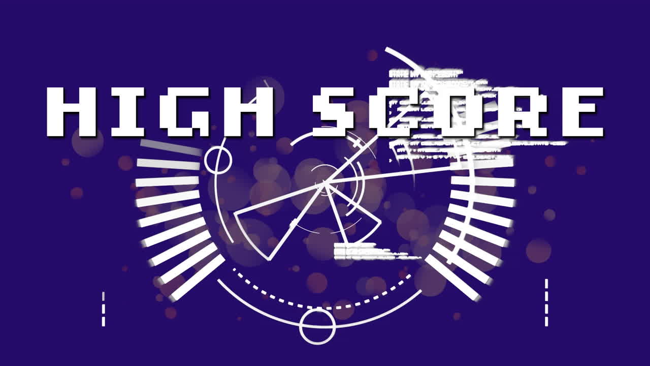 보라색 배경에 스 스캔을 통해 높은 점수 텍스트의 애니메이션