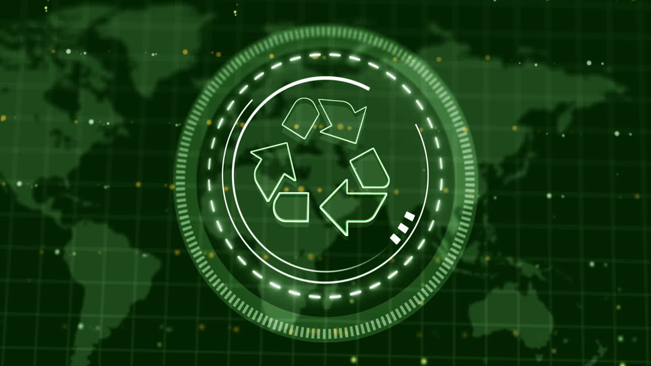 Recycling Symbol on a Green World Map