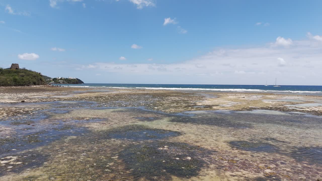 Scenic Seascape In Antigua And Barbuda - Drone Shot