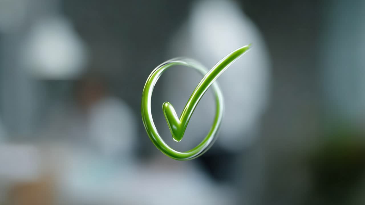 A striking green check mark symbolizing approval and positivity in a modern environment, emphasizing the importance of affirmation and progress in any project