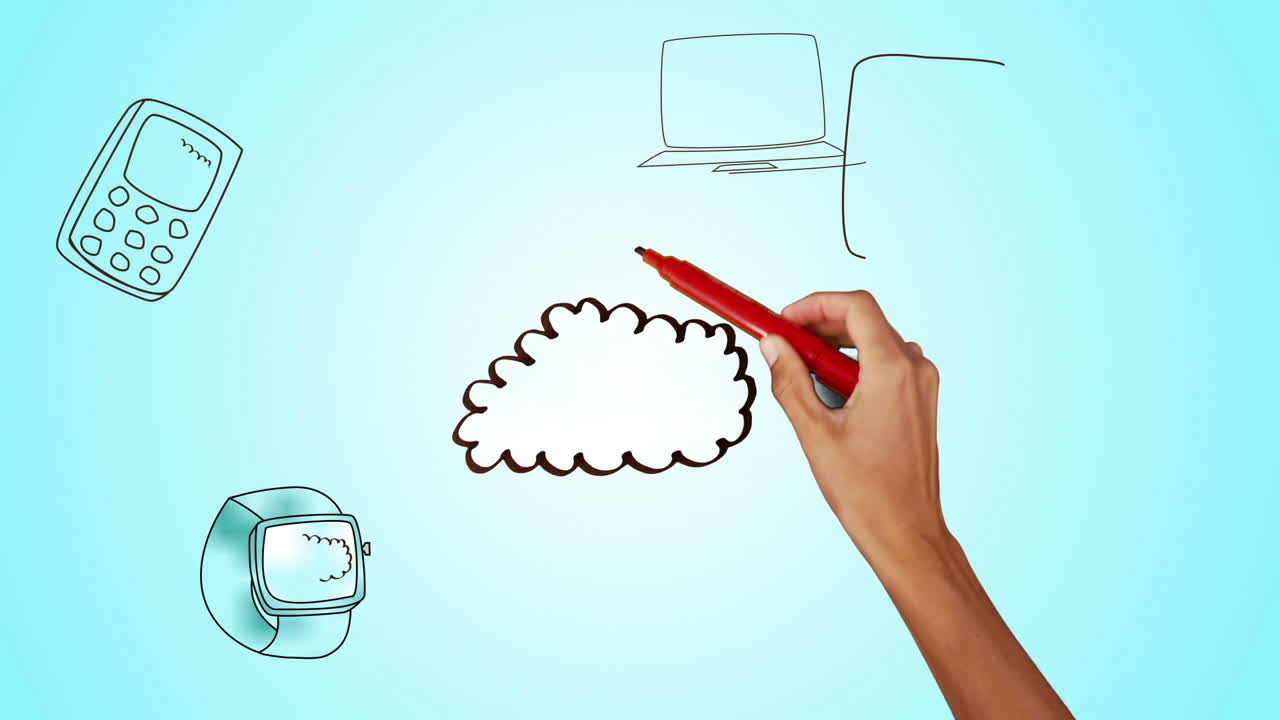 dibujar la nube a mano con dispositivos de medios