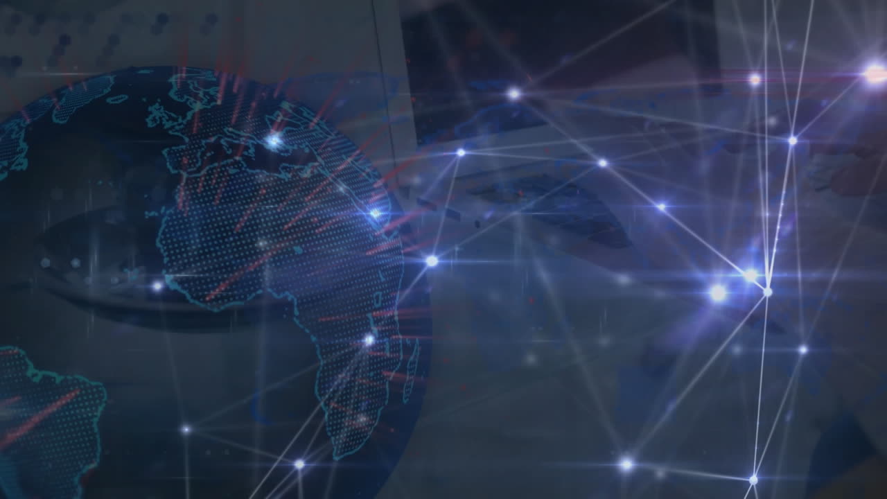 animación del globo con una red de conexiones con puntos brillantes