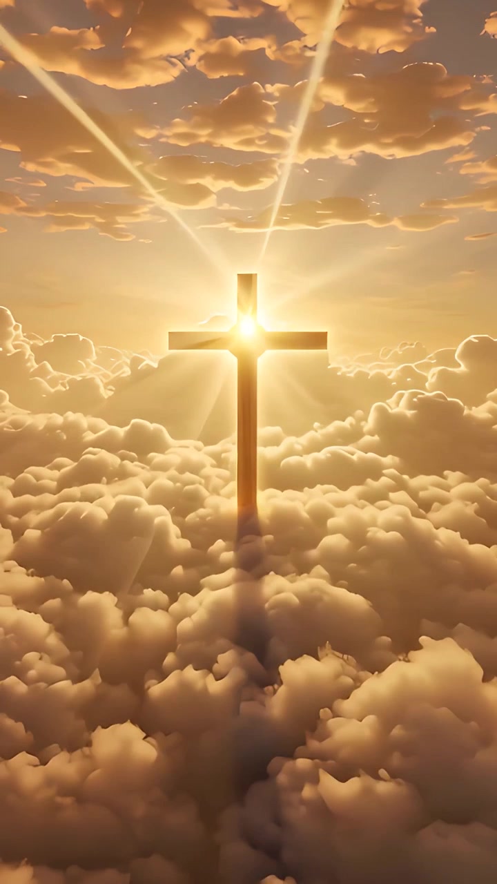 Sfondo per Adorazione 4K: Croce Cristiana e Luce Celeste
