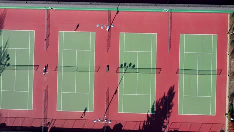 aerial view of tennis courts