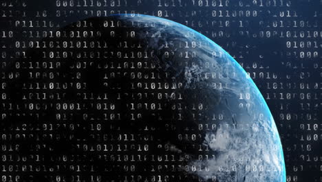 Animating binary code over rotating Earth in space