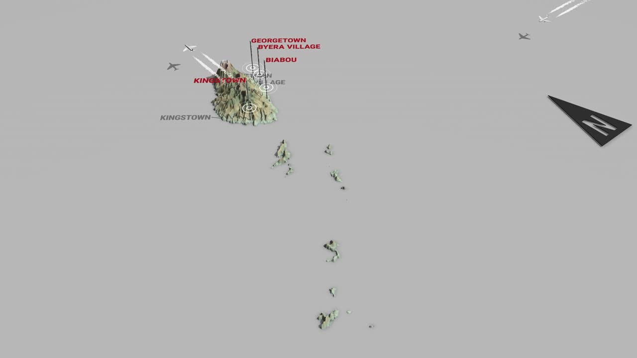 3d 지형 지도 세인트 빈센트 그레나딘