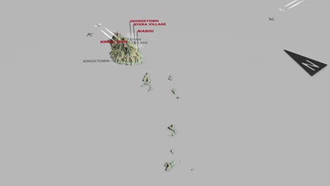 mapa del terreno en 3d de san vicente y las granadinas