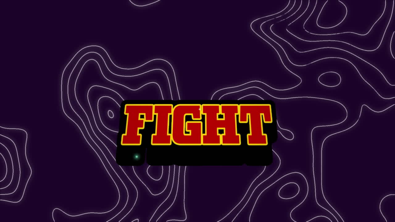 animación del texto de lucha sobre líneas blancas en movimiento sobre fondo oscuro