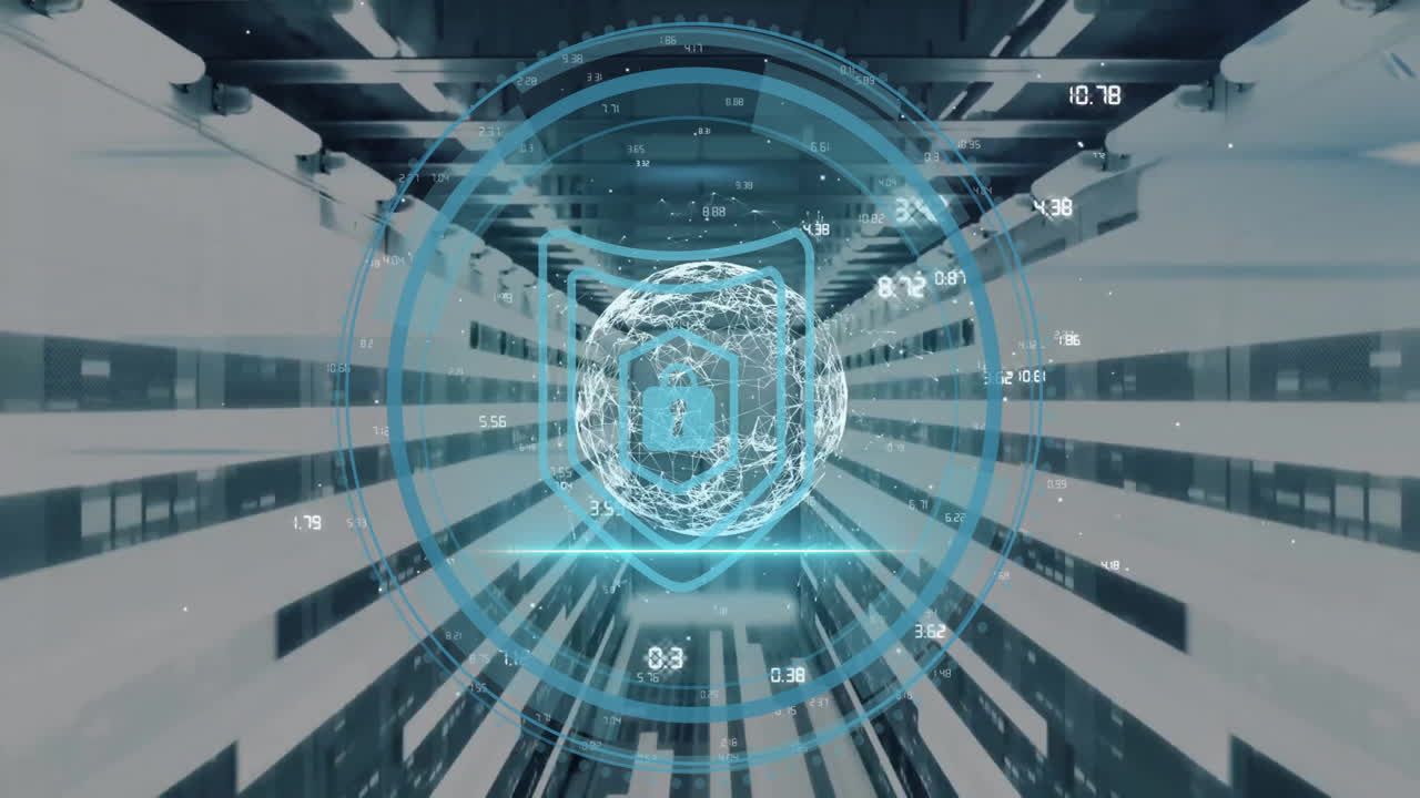 지구의 애니메이션과 컴퓨터 서버를 통해 디지털 데이터 처리