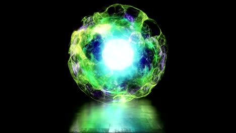 ball of energy and plasma in the core of the reactor. thermonuclear fusion with pulsating plasma flows. looped