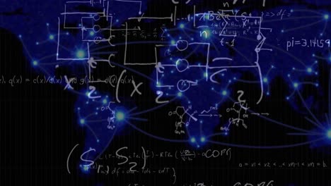 animation of handwritten mathematical formulae over blue background