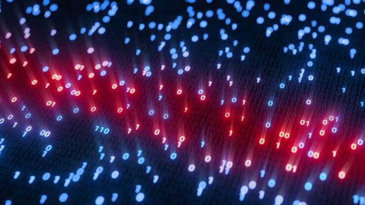 Hacking digital binary code matrix 01 background loop.