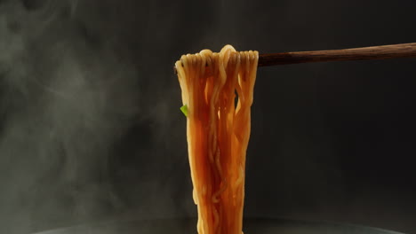 hot ramen noodles being eaten
