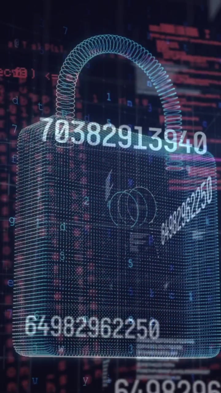 Animation of security padlock and data processing over navy background