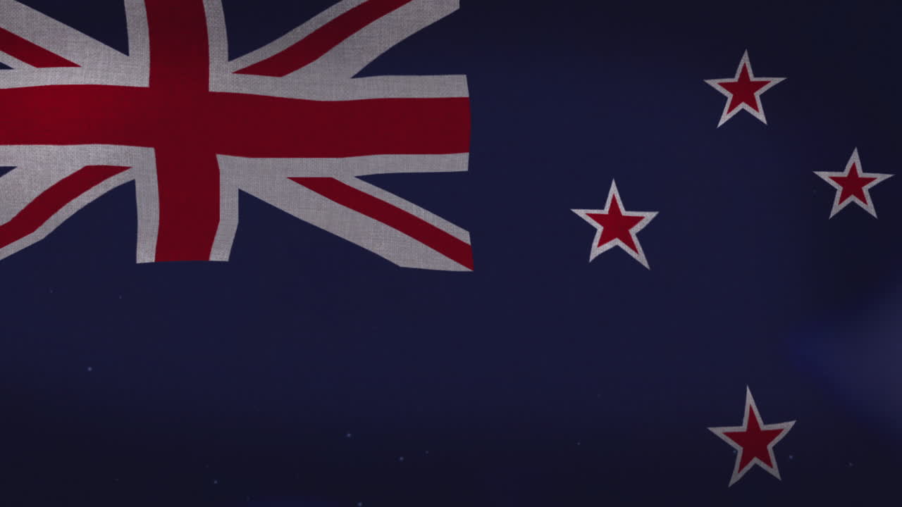 A bandeira nacional da Nova Zelândia tremulando
