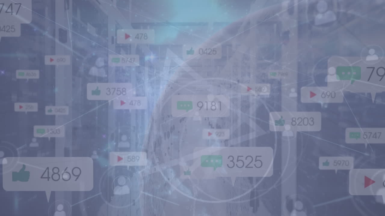 서버  ⁇  위의 아이콘으로 연결 네트워크의 애니메이션