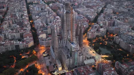 4k aerial of the sagrada familia in barcelona, spain in june 2025
