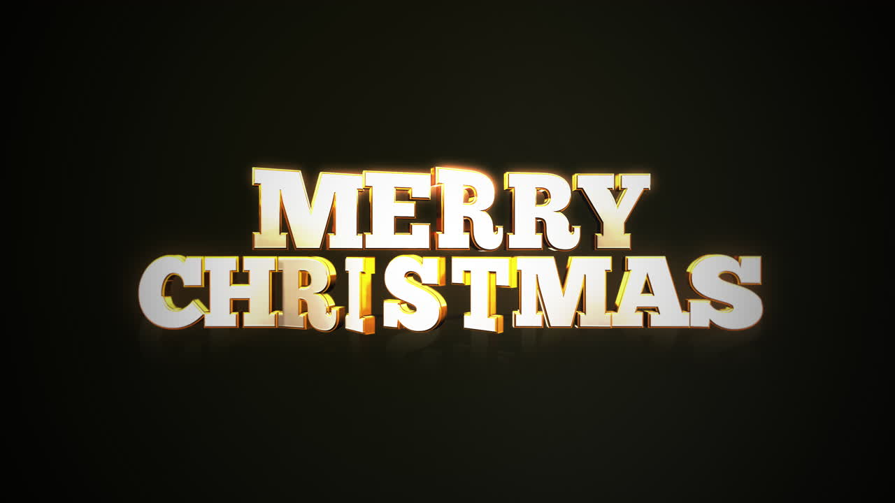 Gold Merry Christmas text on black gradient color