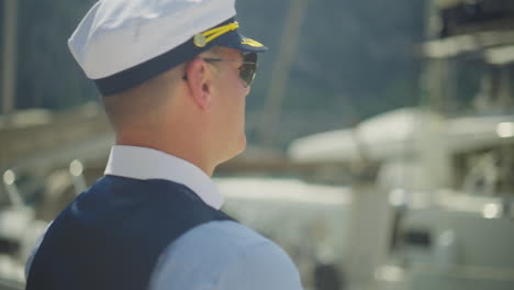 captain at the yacht dock