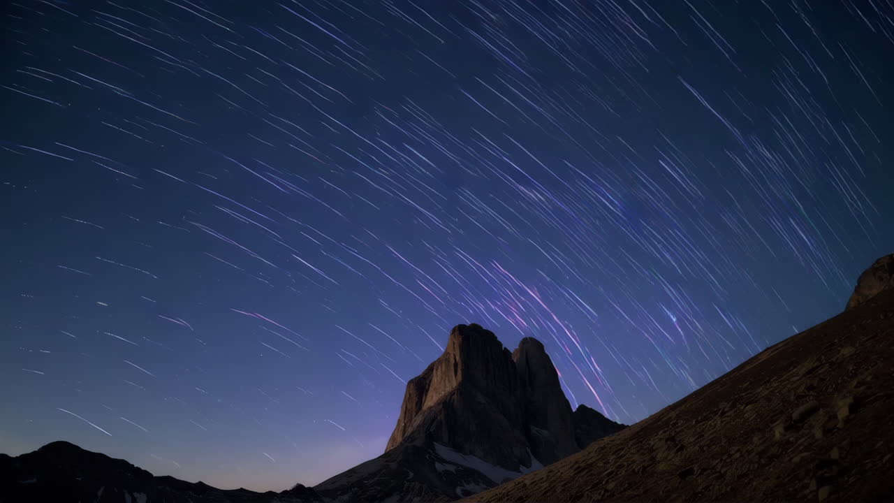 Star Trails Over Mountain Peaks
