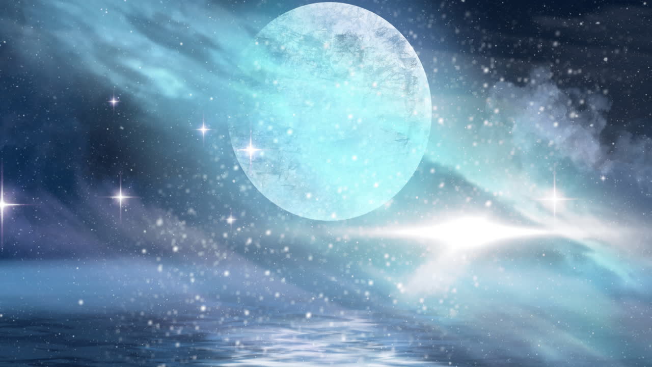 animación del planeta tierra en el universo con estrellas y nubes