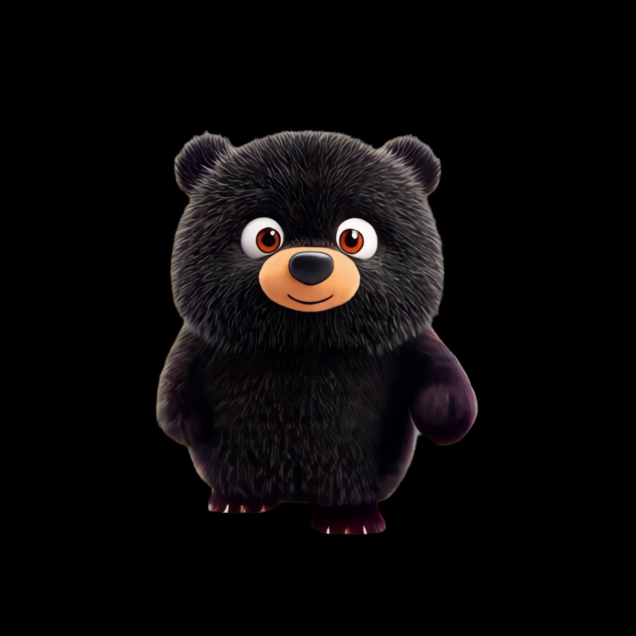 Animação de ilustração de urso de desenho animado fofo, recurso isolado, vídeo em 4K transparente, canal alfa, ProRes