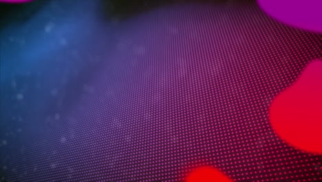animación de rayas de colores sobre glóbulos rojos y púrpuras y cuadrícula de puntos rojos sobre fondo negro
