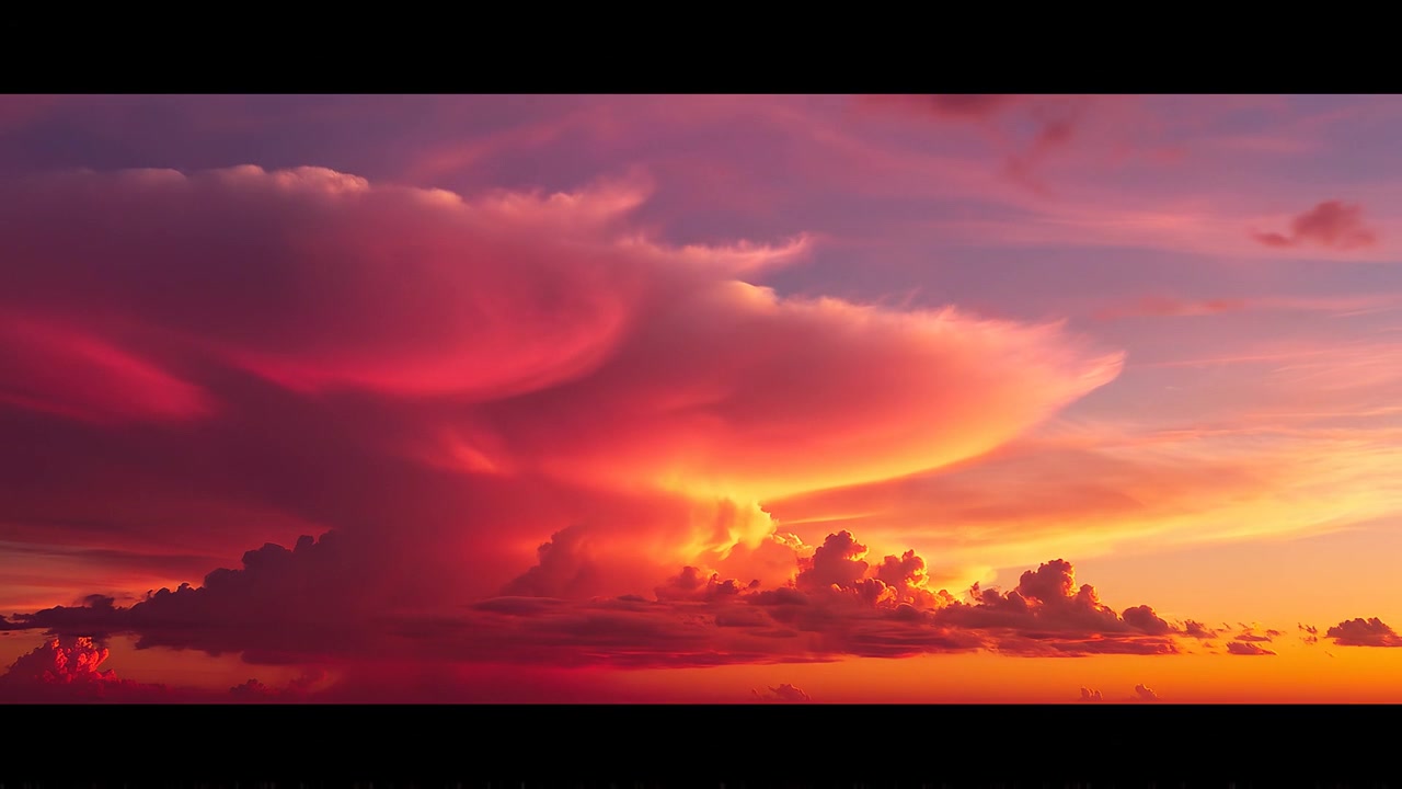 Vivid glowing sunset clouds in a dramatic cinematic sky
