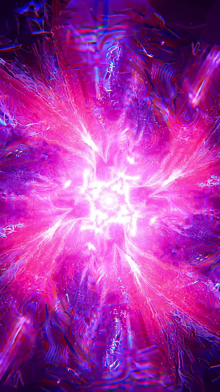 Design frattale vibrante e astratto nei toni del viola e del rosa. Angolazione dall'alto, perfetto per sfondi video