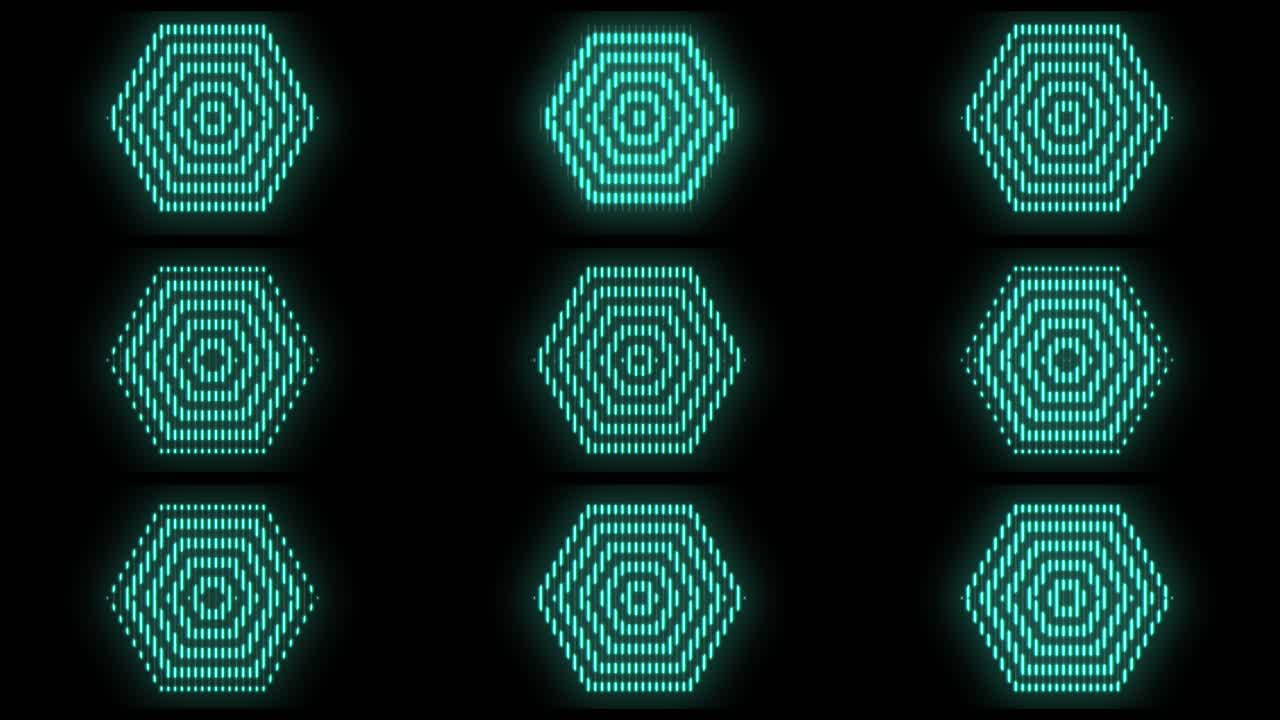 Modello di esagoni al neon pulsanti con luce LED in stile casinò