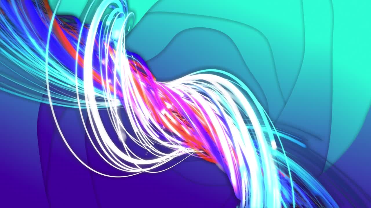 animación de luces y formas onduladas sobre fondo verde y azul