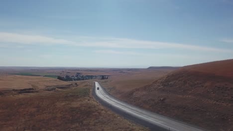 view of highway that runs through the scablands in eastern washington state