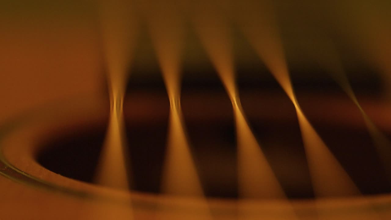 las cuerdas de la guitarra macro