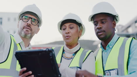 engineering, tablet and people