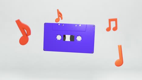 retro cassette and music notes floating