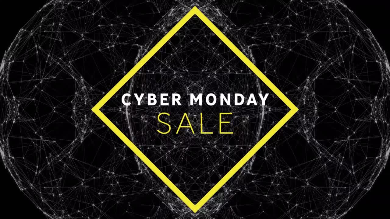 연결 네트워크를 통해 사이버 월요일 판매 텍스트의 애니메이션