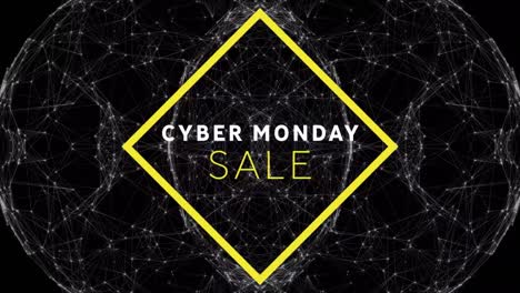 Animación-Del-Texto-De-Venta-Del-Cyber-Monday-A-Través-De-Redes-De-Conexiones.