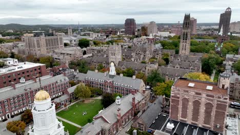 aerial slow pullout yale university in new haven connecticut