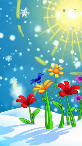 winter flowers under snow
