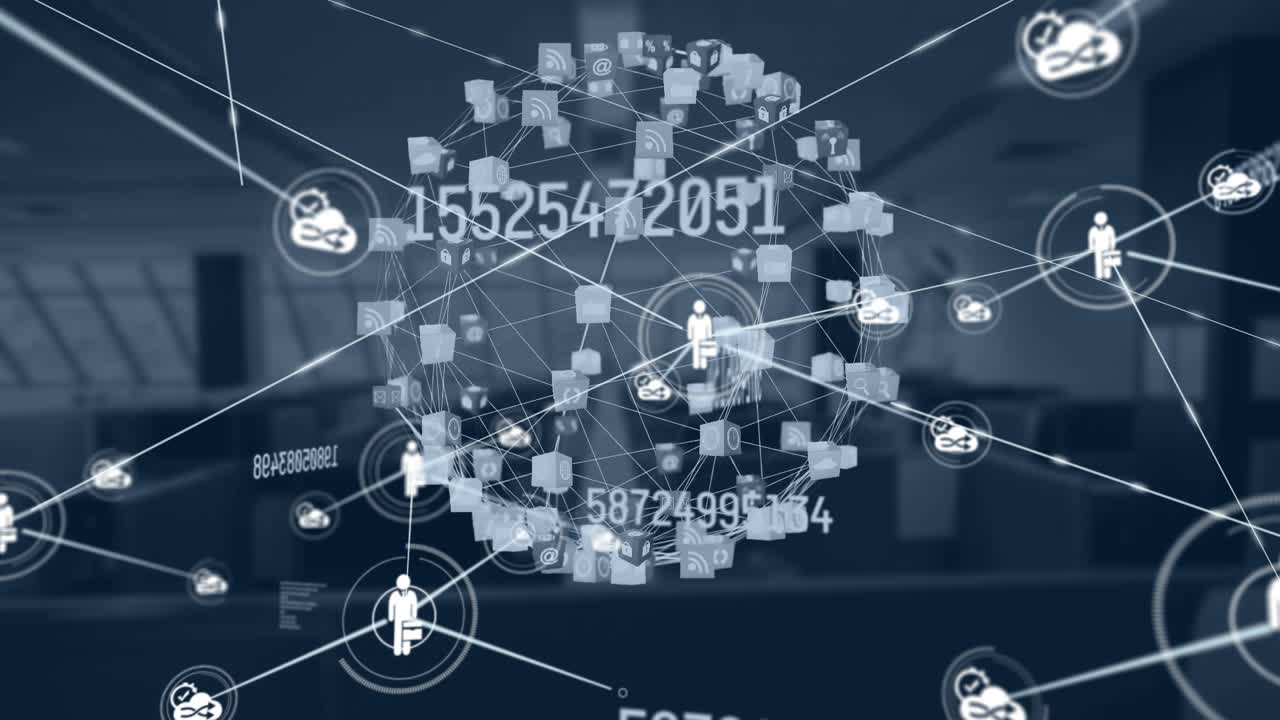 animación de la red de conexiones a través de la oficina