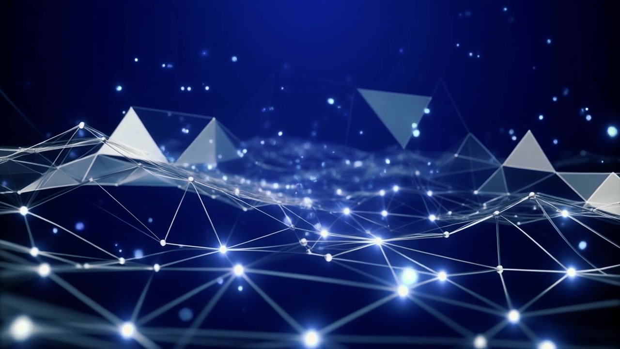 Abstract Digital Network Wave with Glowing Nodes and Connections