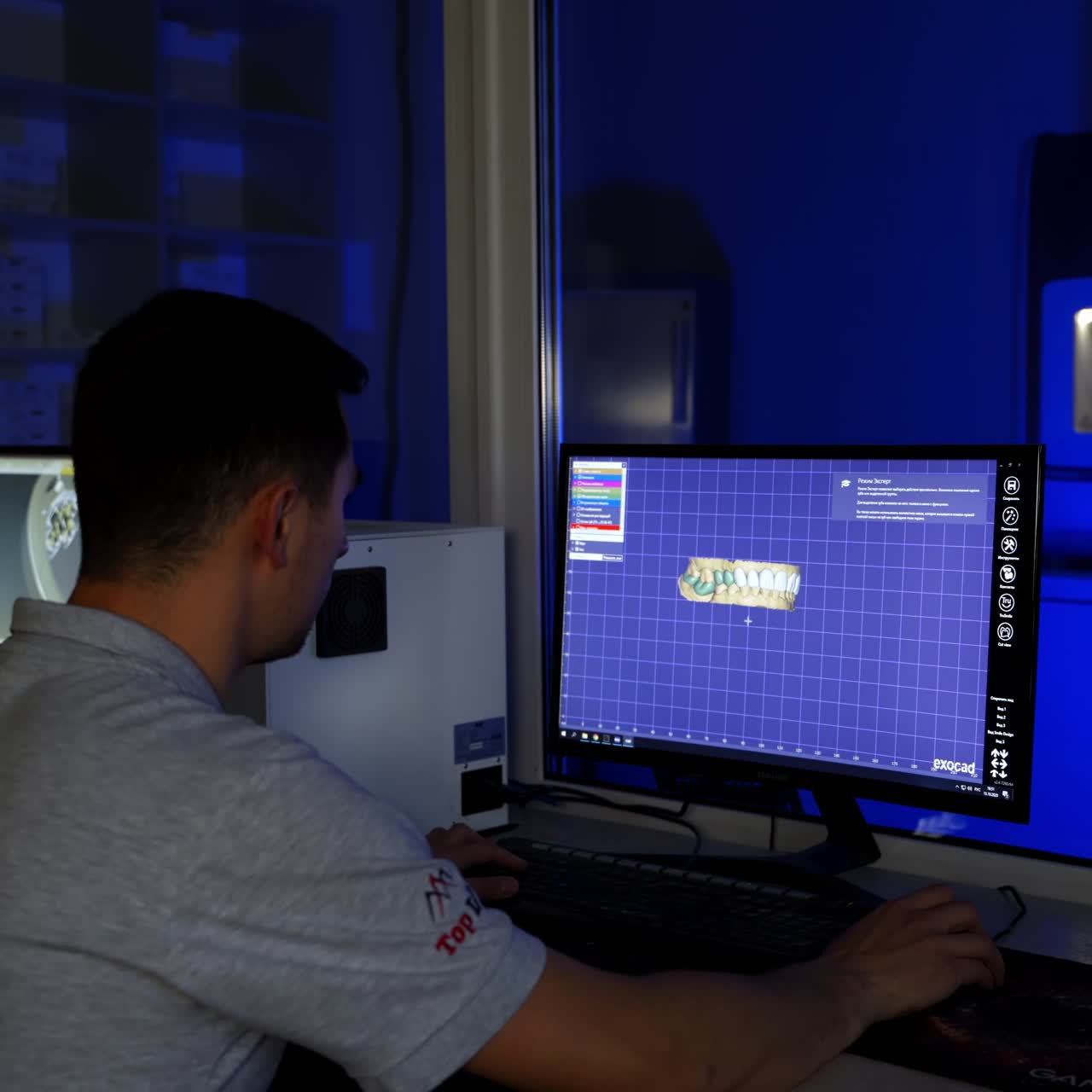 Dentist working in laboratory. Dentist doctor working in professional dental office