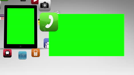 Pantalla-De-La-Tableta-Y-Animación-De-La-Aplicación-Con-Croma