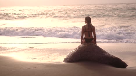 young woman on bikini relaxing unwind at the beach scenic seashore coastline on summer