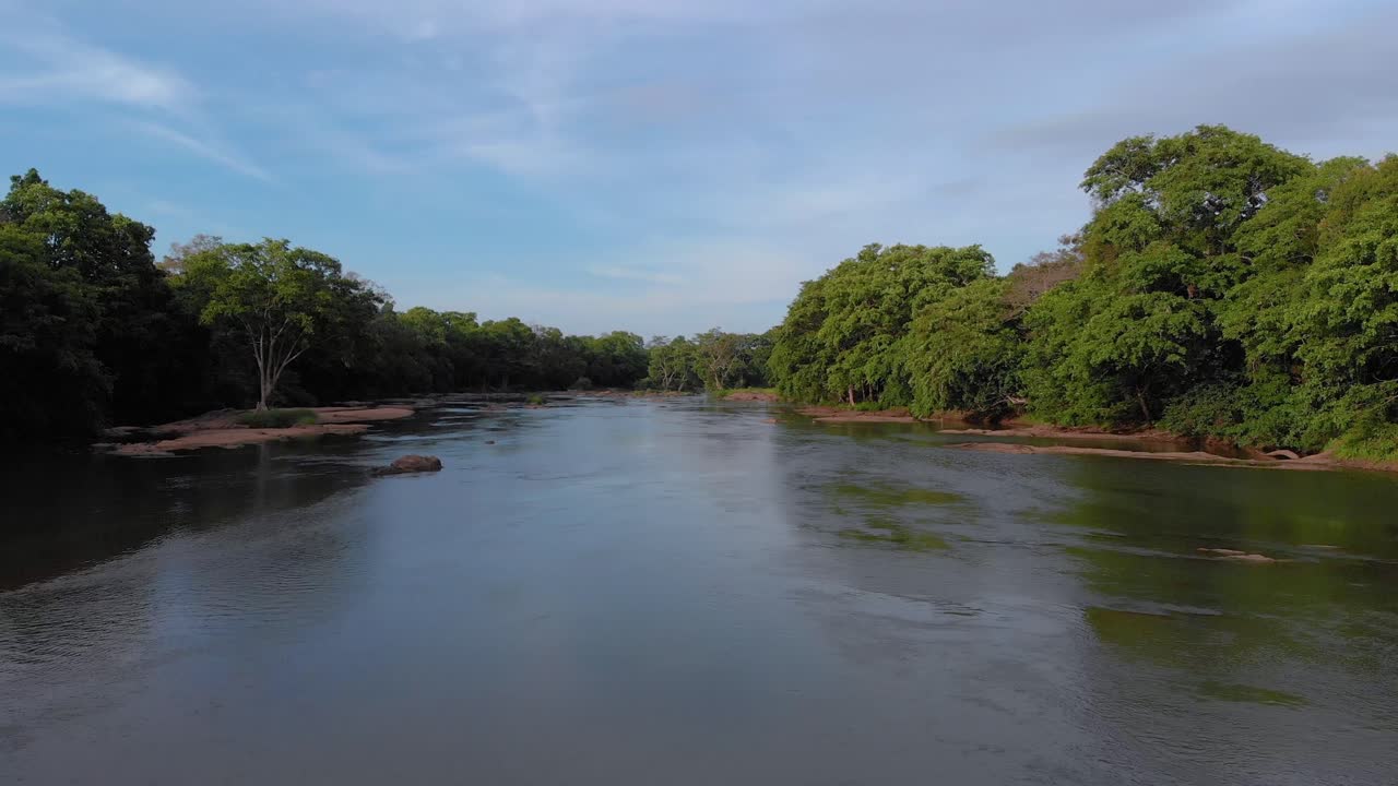 Drone view of Sri Lanka's longest river Mahaweli