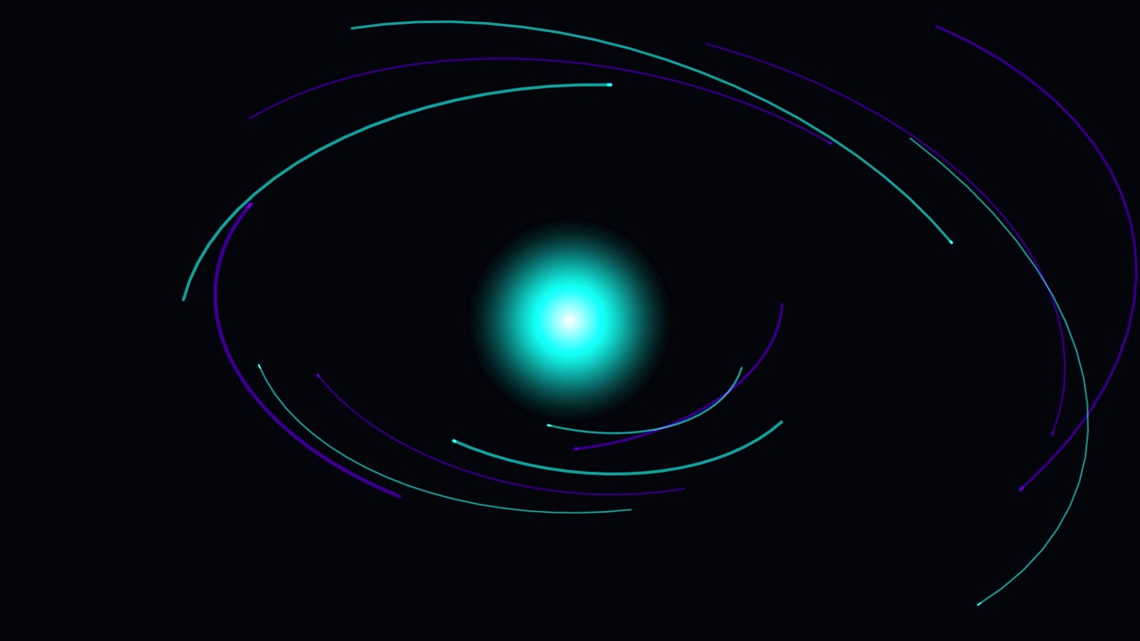Abstract Glowing Sphere with Orbiting Light Trails